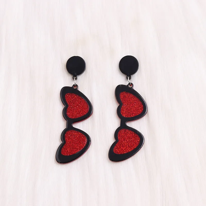 Wholesale Valentine's Day Love Sunglasses Autumn/Winter Simple Personalized Acrylic Set Earrings