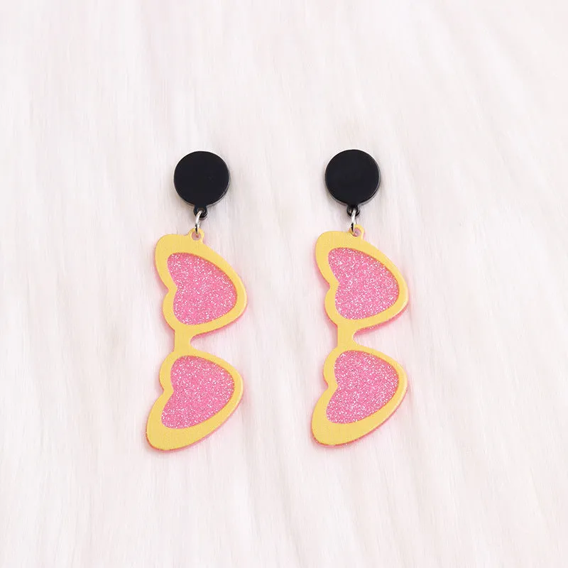 Wholesale Valentine's Day Love Sunglasses Autumn/Winter Simple Personalized Acrylic Set Earrings