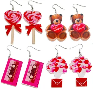 Wholesale Valentine's Day Party Fun Cute Candy Sweet Tape Love Earrings