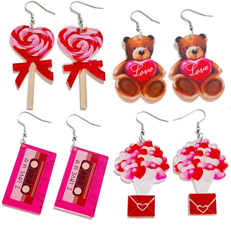 Wholesale Valentine's Day Party Fun Cute Candy Sweet Tape Love Earrings