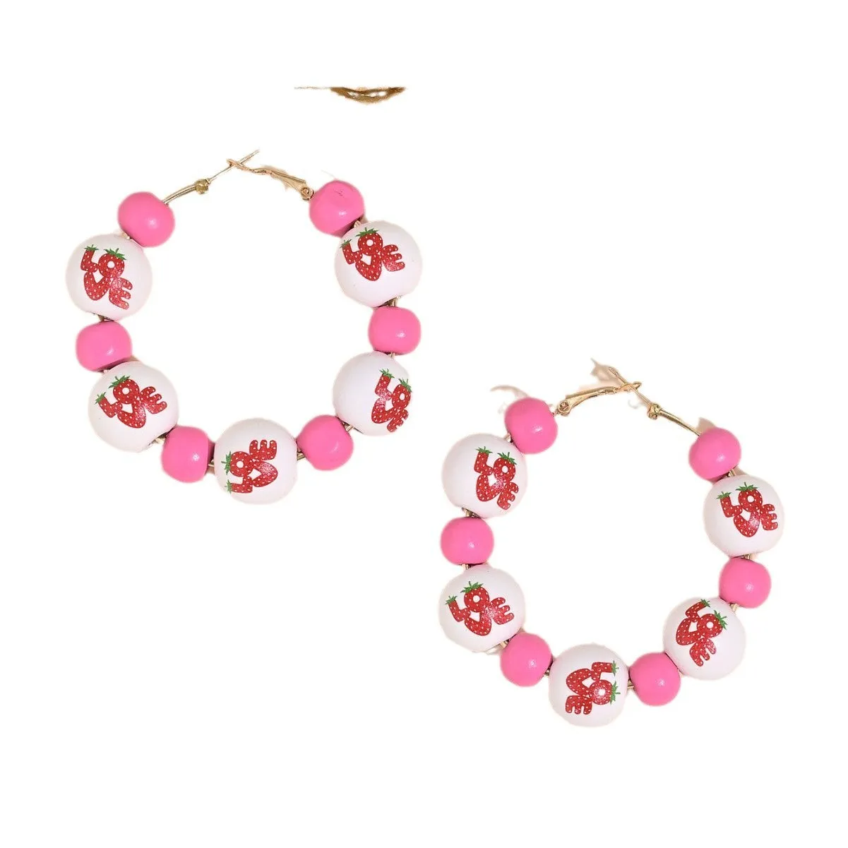 Wholesale Valentine's Day Romantic Love Love Print Wooden Bead Earrings Sweet Personality Beaded Hollow Ear Ring Ear
