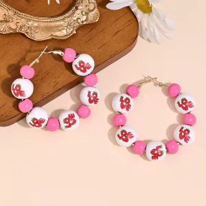Wholesale Valentine's Day Romantic Love Love Print Wooden Bead Earrings Sweet Personality Beaded Hollow Ear Ring Ear