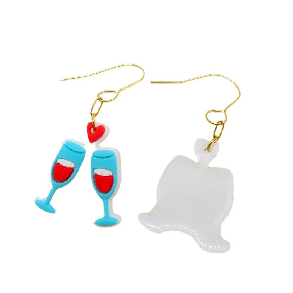 Wholesale Valentine's Day Series PVC Soft Rubber Drop Glass Love Pendant Earrings Cute Cartoon Stainless Steel Earrings