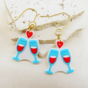 Wholesale Valentine's Day Series PVC Soft Rubber Drop Glass Love Pendant Earrings Cute Cartoon Stainless Steel Earrings