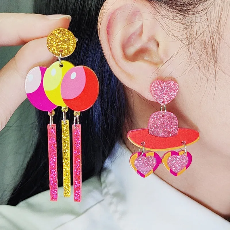 Wholesale Valentine's Day Tassel Balloon Love Acrylic Print Simple Fashion Earrings