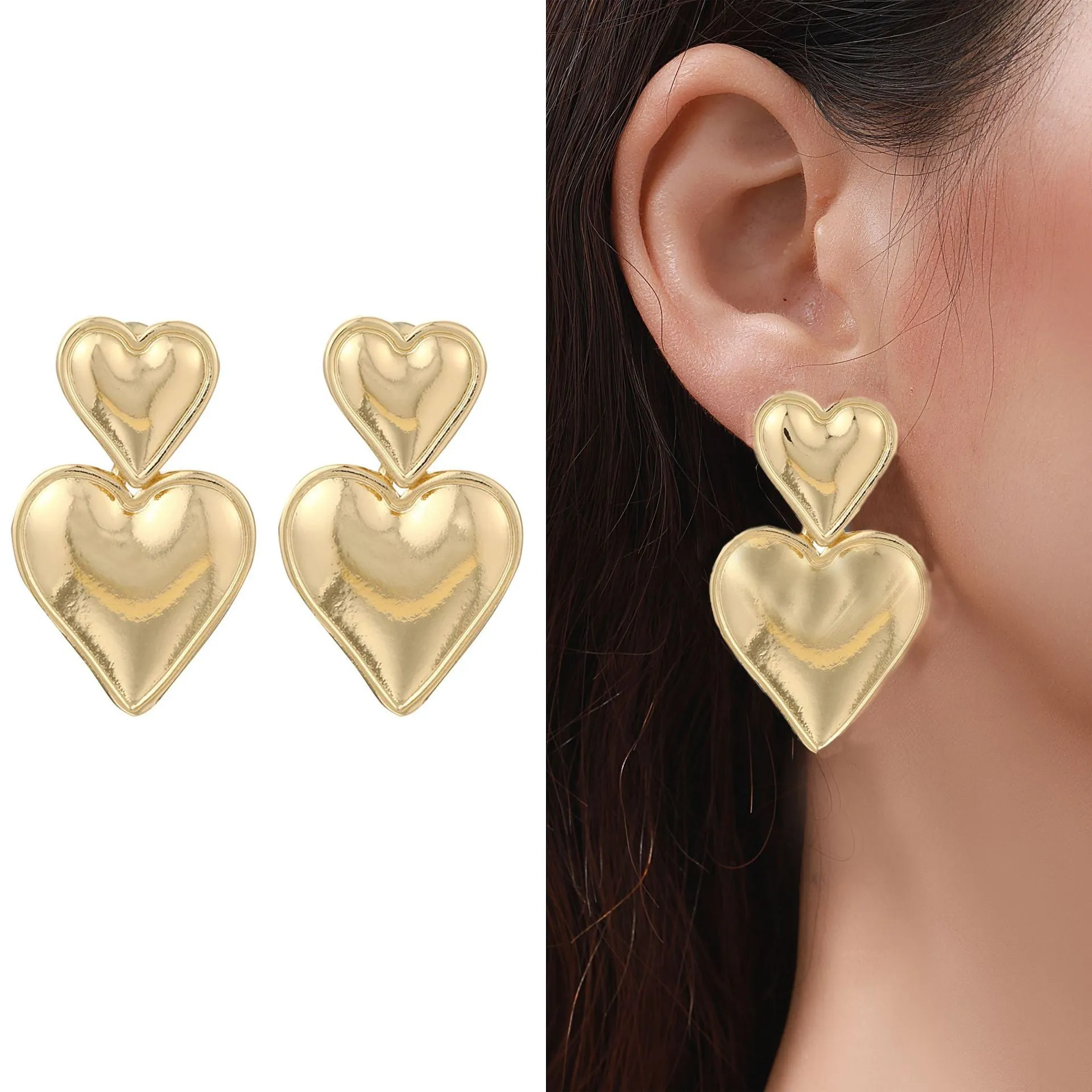 Wholesale Valentine's Day Three-Layer Heart-Shaped Love Earrings Simple Pendant Acrylic Texturing Dopamine Earrings