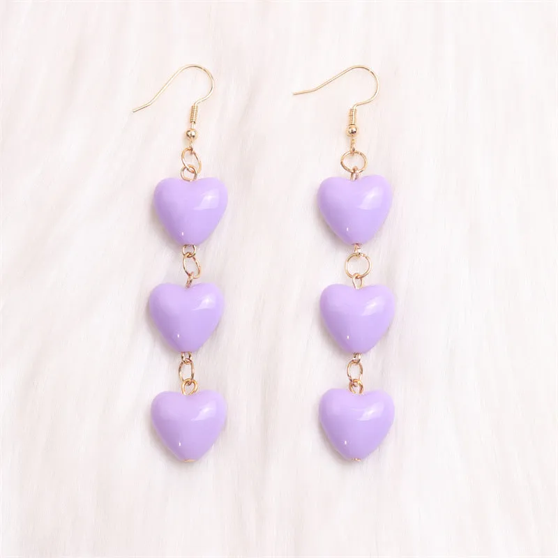 Wholesale Valentine's Day Three-piece Heart Simple Sweet Acrylic Personality Earrings