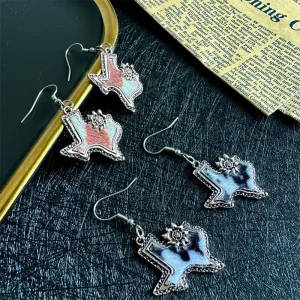 Wholesale Western Cowboy Design American Map Shape Niche Noble Ancient Style Earrings