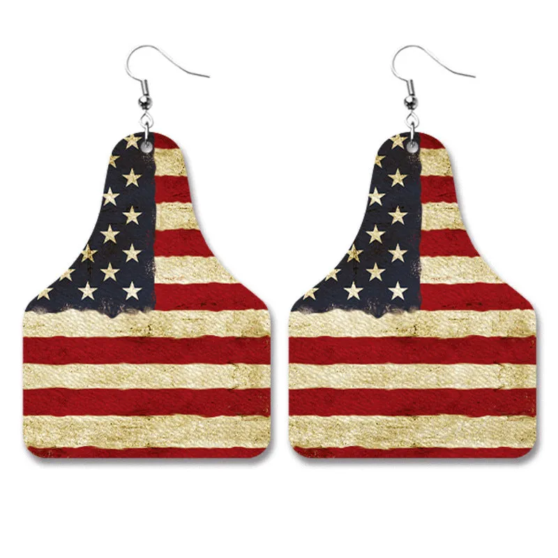 Wholesale Western Cowboy Retro Leather Geometric Old PU Personalized Earrings