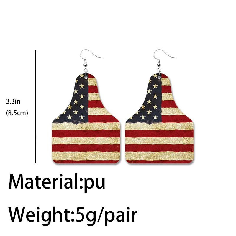 Wholesale Western Cowboy Retro Leather Geometric Old PU Personalized Earrings