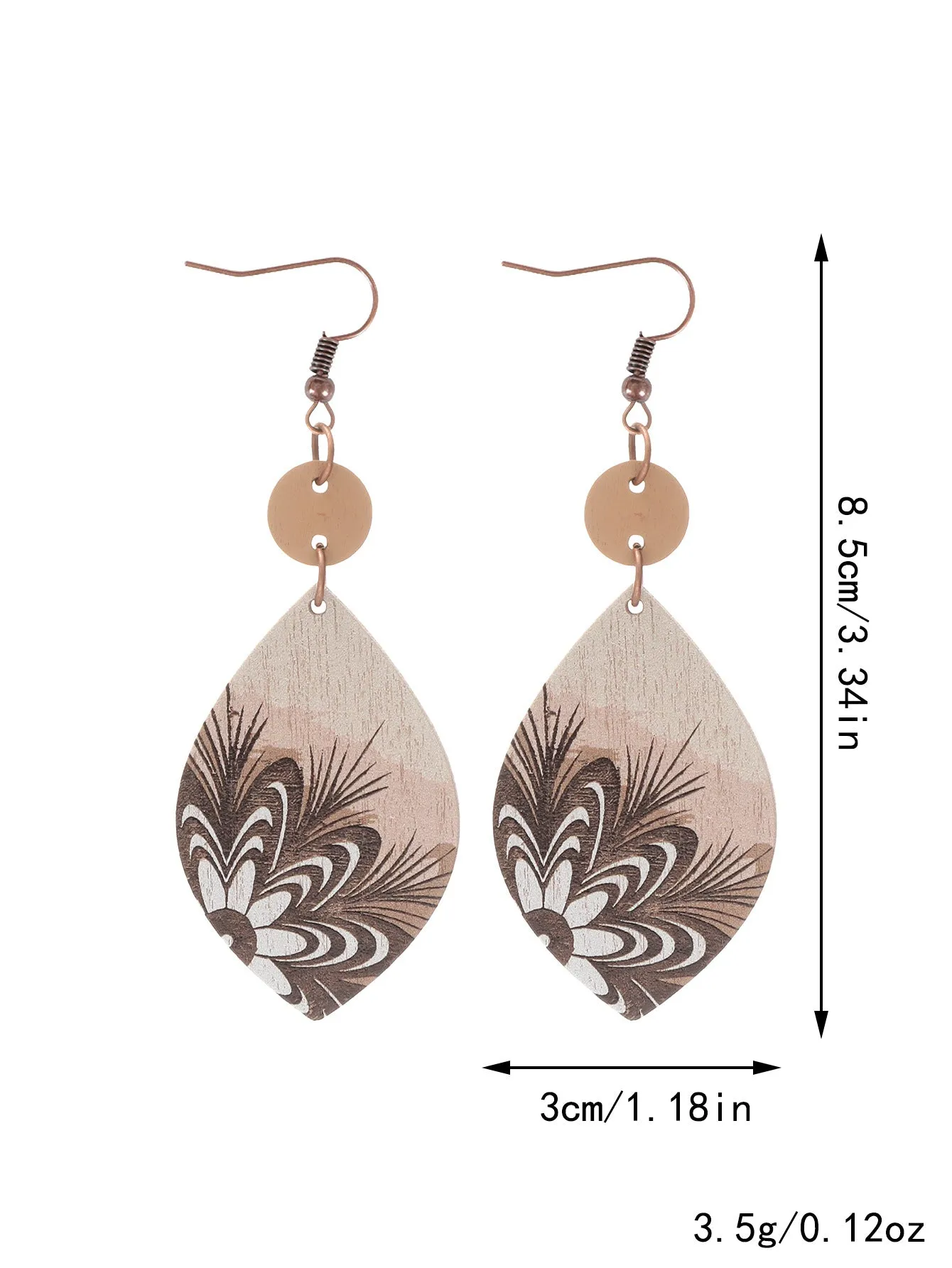 Wholesale Western Style Wooden Bull Head Flower Pattern Earrings