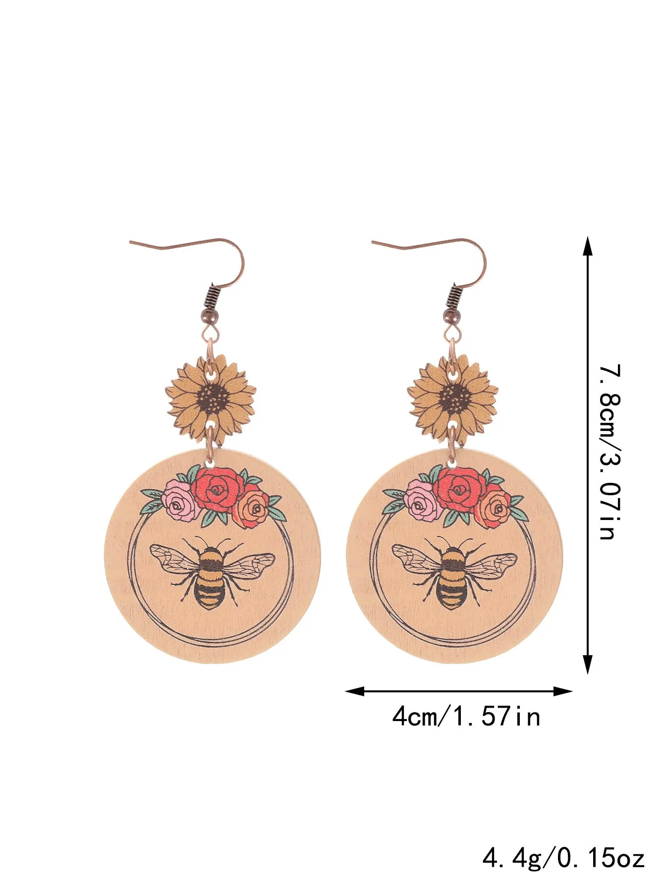 Wholesale Western Style Wooden Bull Head Flower Pattern Earrings