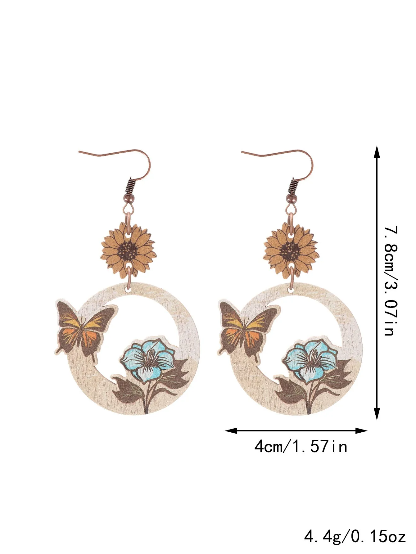 Wholesale Western Style Wooden Bull Head Flower Pattern Earrings