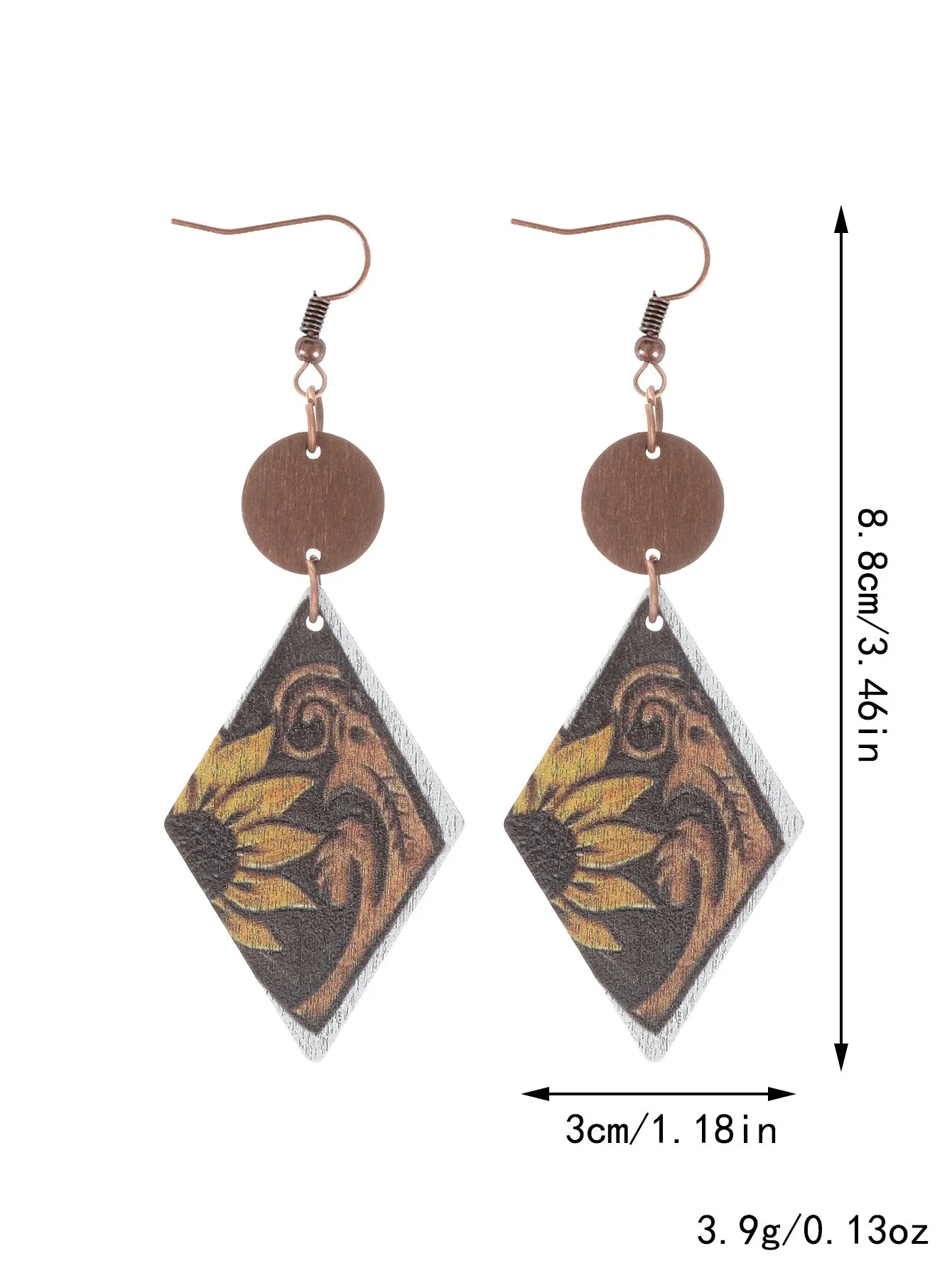 Wholesale Western Style Wooden Bull Head Flower Pattern Earrings