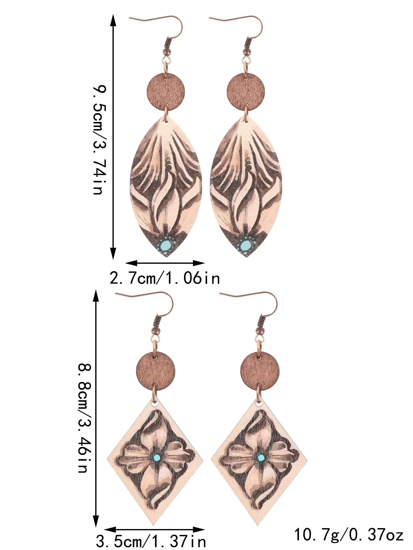 Wholesale Western Wind Sunflower Cactus Horsehead Wooden Earrings