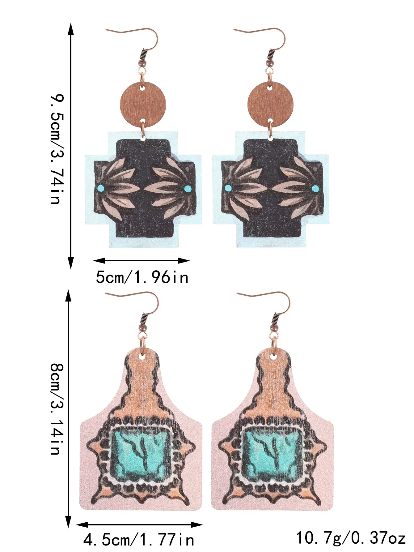 Wholesale Western Wind Sunflower Cactus Horsehead Wooden Earrings