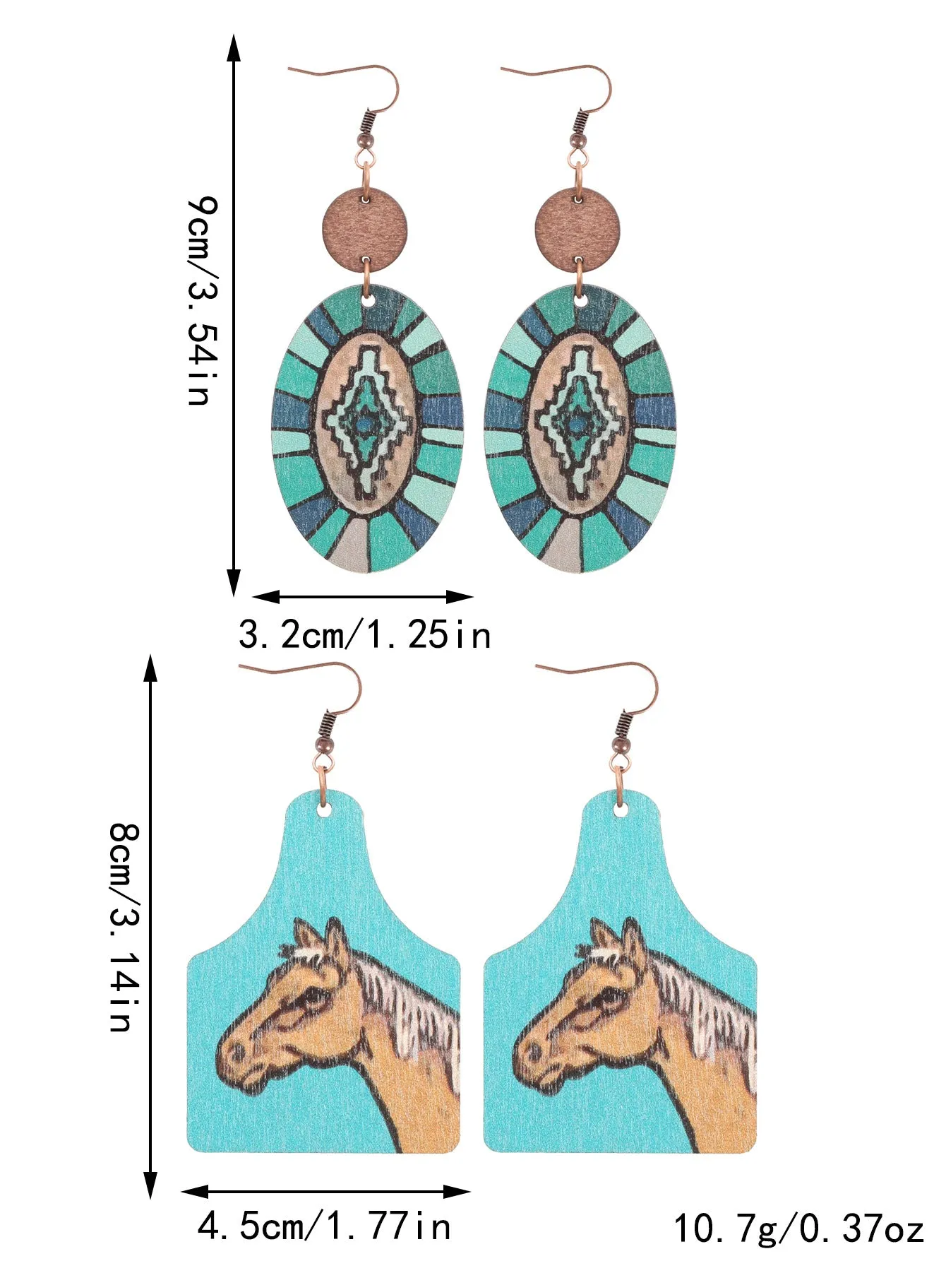 Wholesale Western Wind Sunflower Cactus Horsehead Wooden Earrings