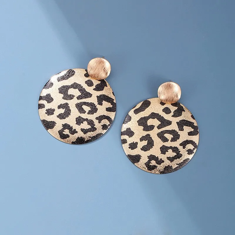 Wholesale Women's long leopard print sexy exaggerated earrings European and American ins style niche design earrings cross-border jewelry