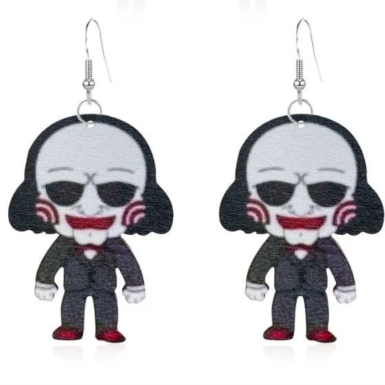 Wholesale Wooden Halloween Horror Character Earrings