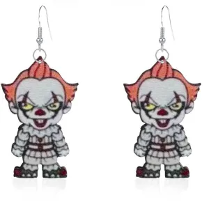 Wholesale Wooden Halloween Horror Character Earrings