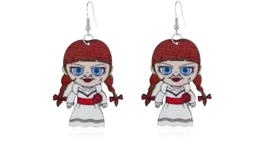 Wholesale Wooden Halloween Horror Character Earrings