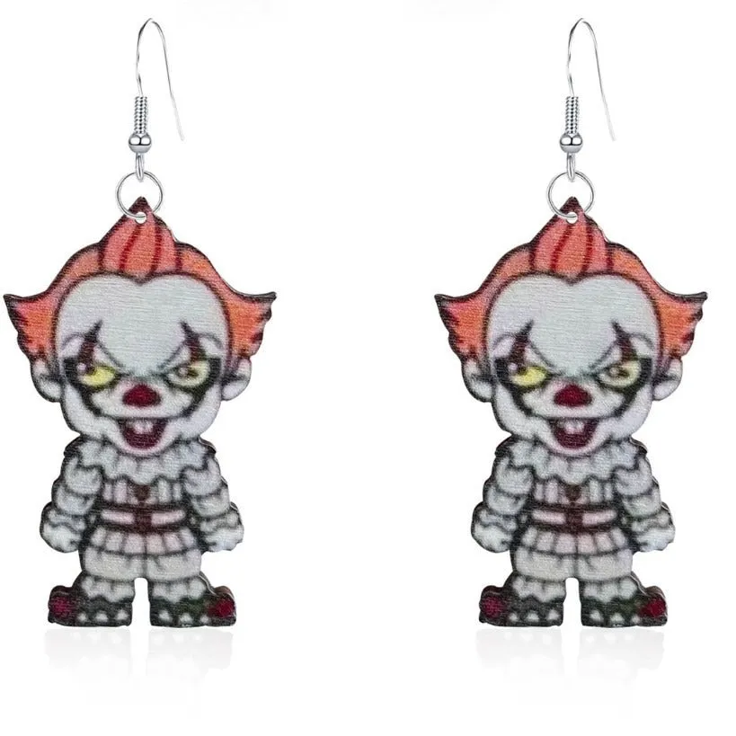 Wholesale Wooden Halloween Horror Character Earrings