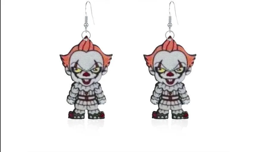 Wholesale Wooden Halloween Horror Character Earrings