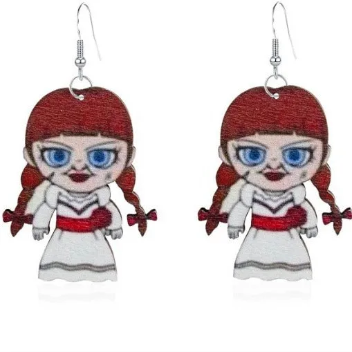 Wholesale Wooden Halloween Horror Character Earrings