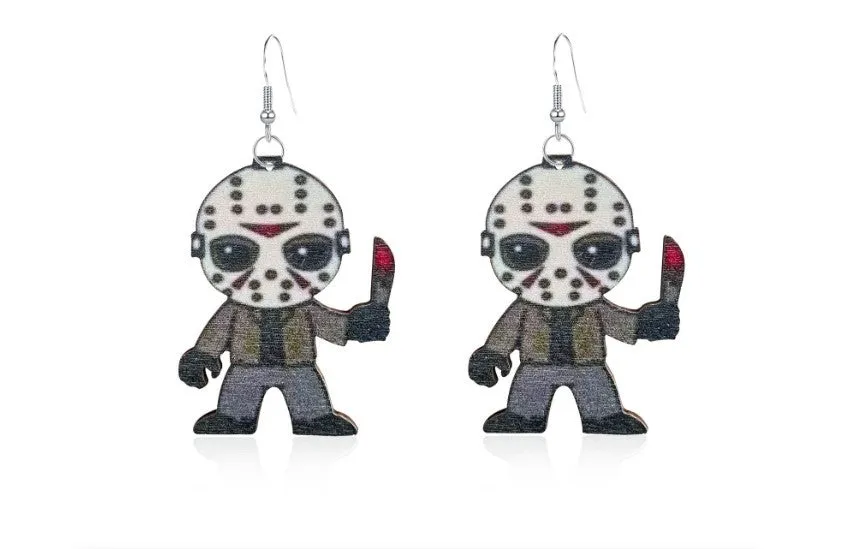 Wholesale Wooden Halloween Horror Character Earrings