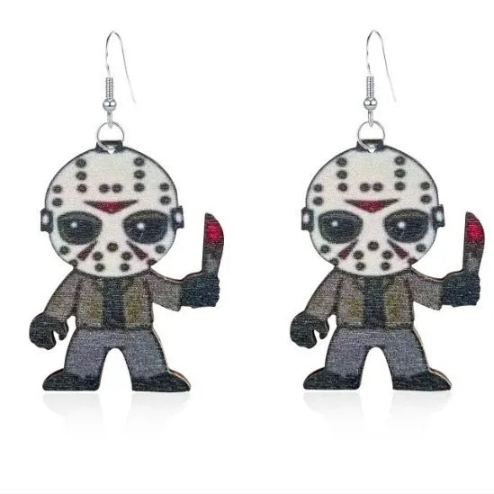 Wholesale Wooden Halloween Horror Character Earrings