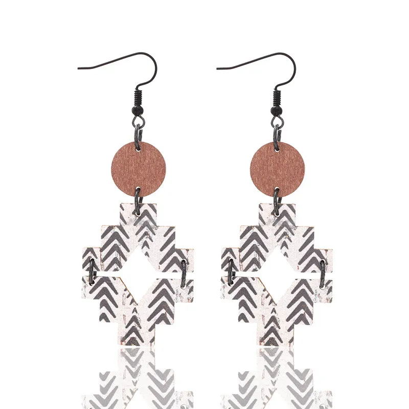 Wholesale Wooden Retro Style Natural Cork Crack Earrings