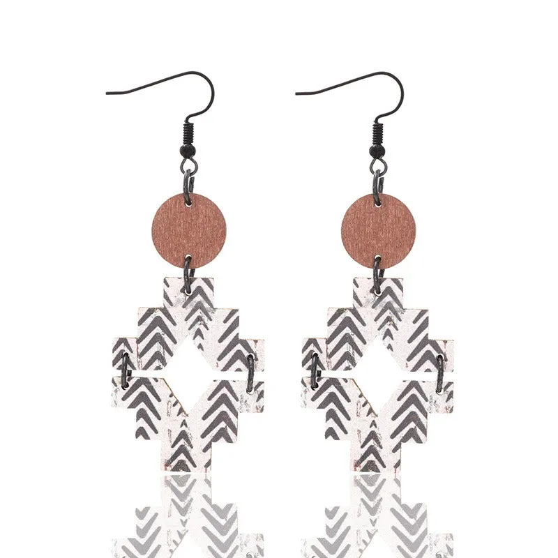 Wholesale Wooden Retro Style Natural Cork Crack Earrings