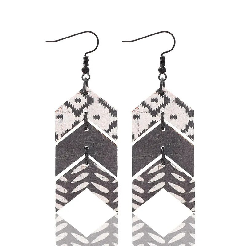 Wholesale Wooden Retro Style Natural Cork Crack Earrings