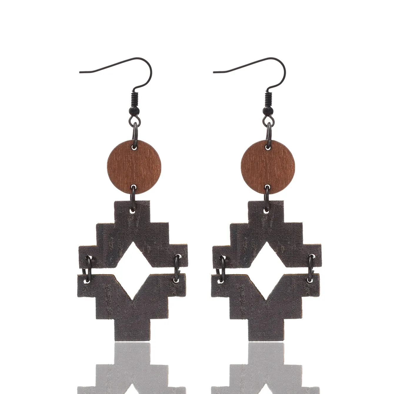 Wholesale Wooden Retro Style Natural Cork Crack Earrings