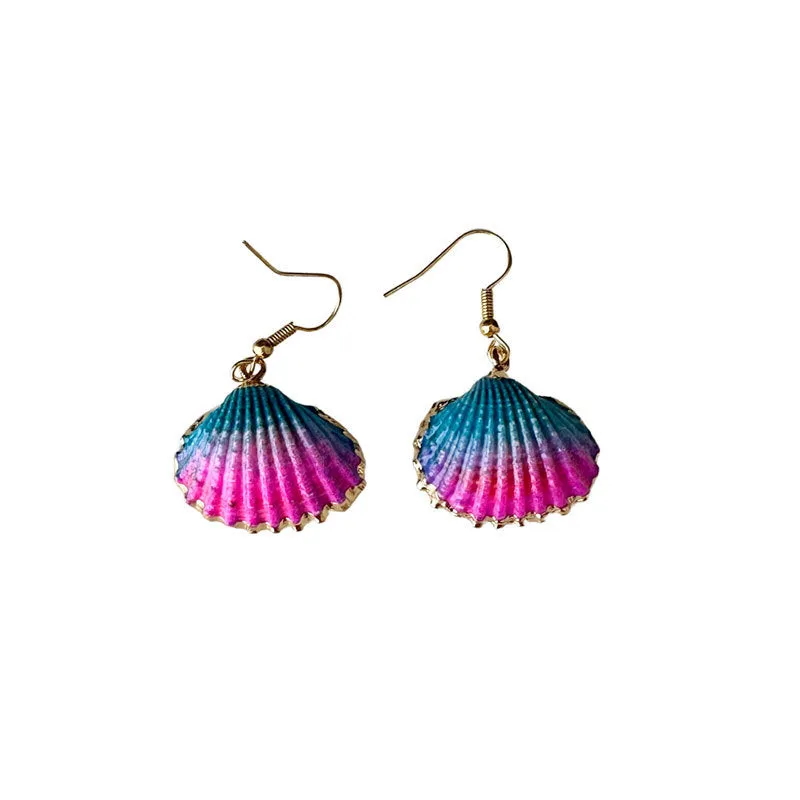 Wholesale ZA Alloy Colorful Shell Fashionable Exaggerated Personality Niche Earrings
