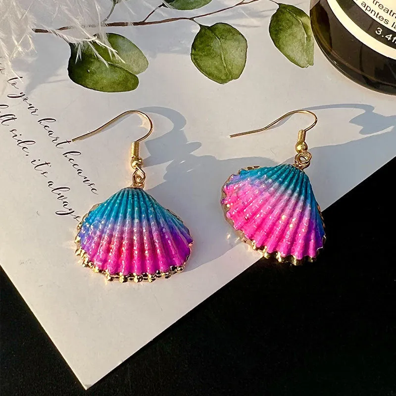 Wholesale ZA Alloy Colorful Shell Fashionable Exaggerated Personality Niche Earrings