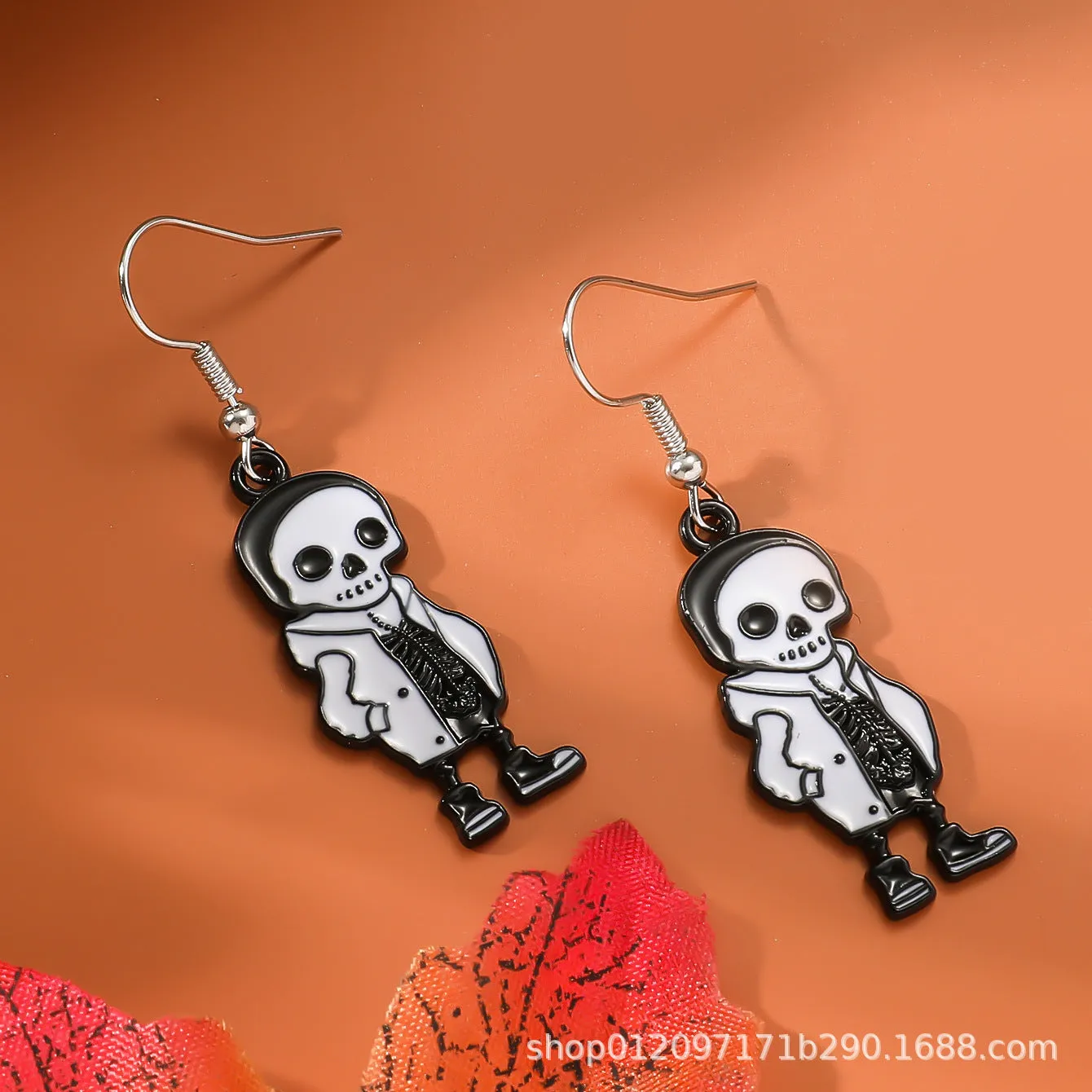 Wholesale Zinc Alloy Cartoon Creative Skull Horror Character Earrings for Halloween