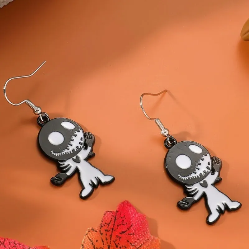 Wholesale Zinc Alloy Cartoon Creative Skull Horror Character Earrings for Halloween