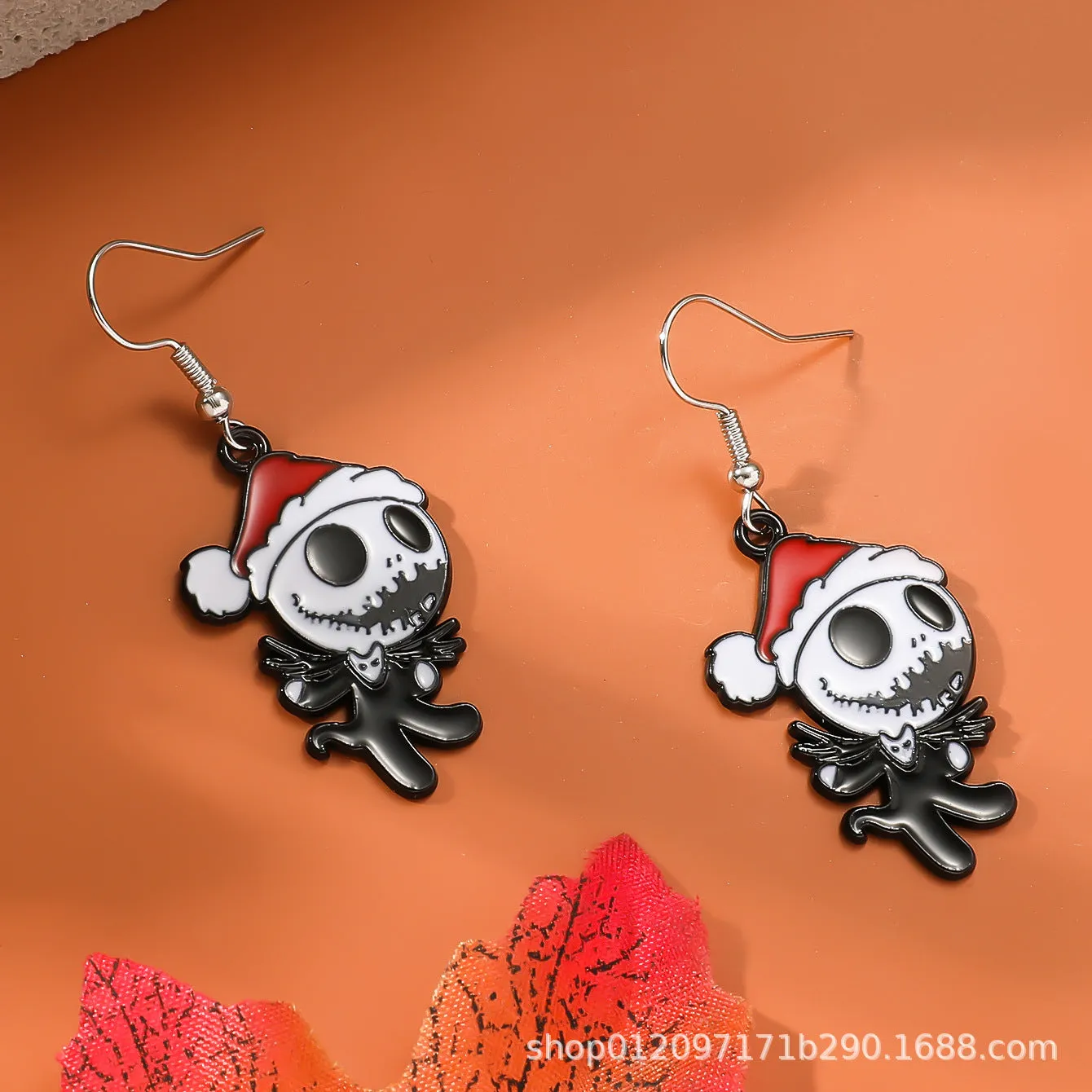 Wholesale Zinc Alloy Cartoon Creative Skull Horror Character Earrings for Halloween