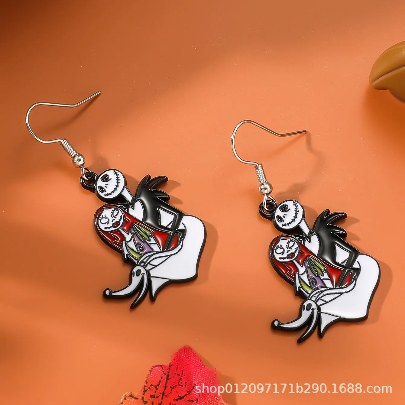 Wholesale Zinc Alloy Cartoon Creative Skull Horror Character Earrings for Halloween