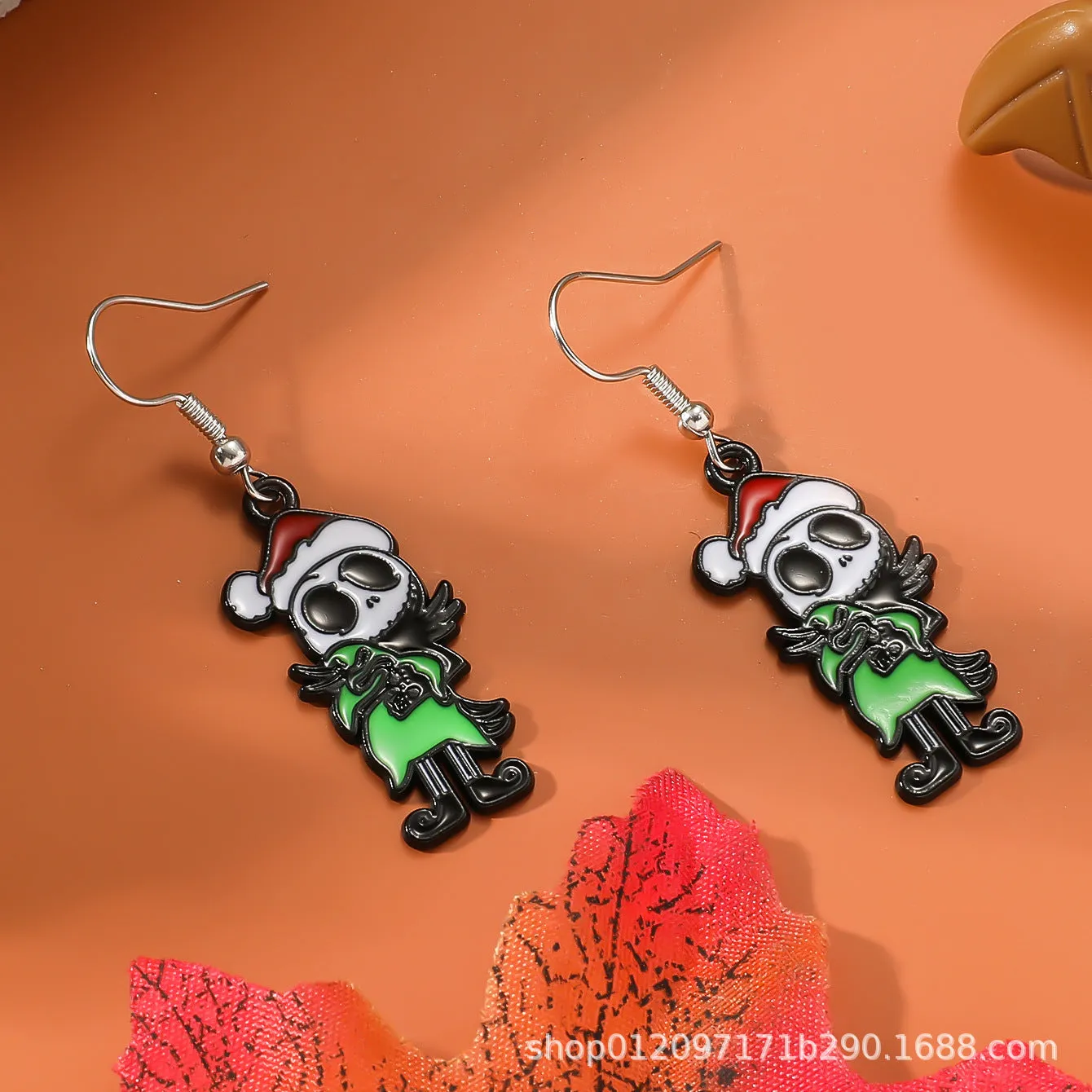 Wholesale Zinc Alloy Cartoon Creative Skull Horror Character Earrings for Halloween