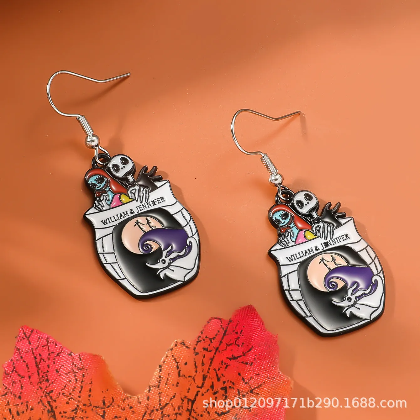 Wholesale Zinc Alloy Cartoon Creative Skull Horror Character Earrings for Halloween
