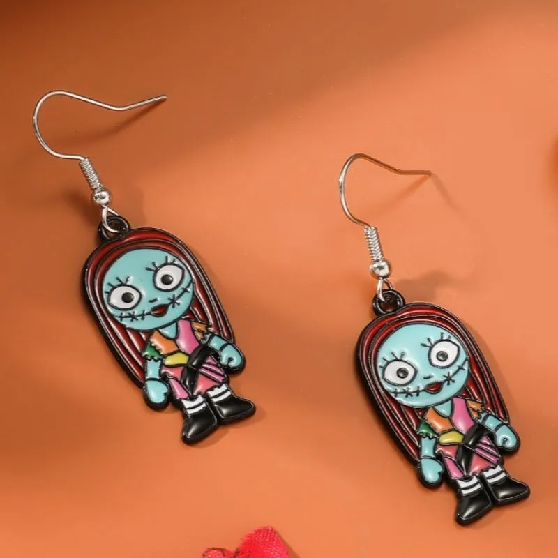 Wholesale Zinc Alloy Cartoon Creative Skull Horror Character Earrings for Halloween