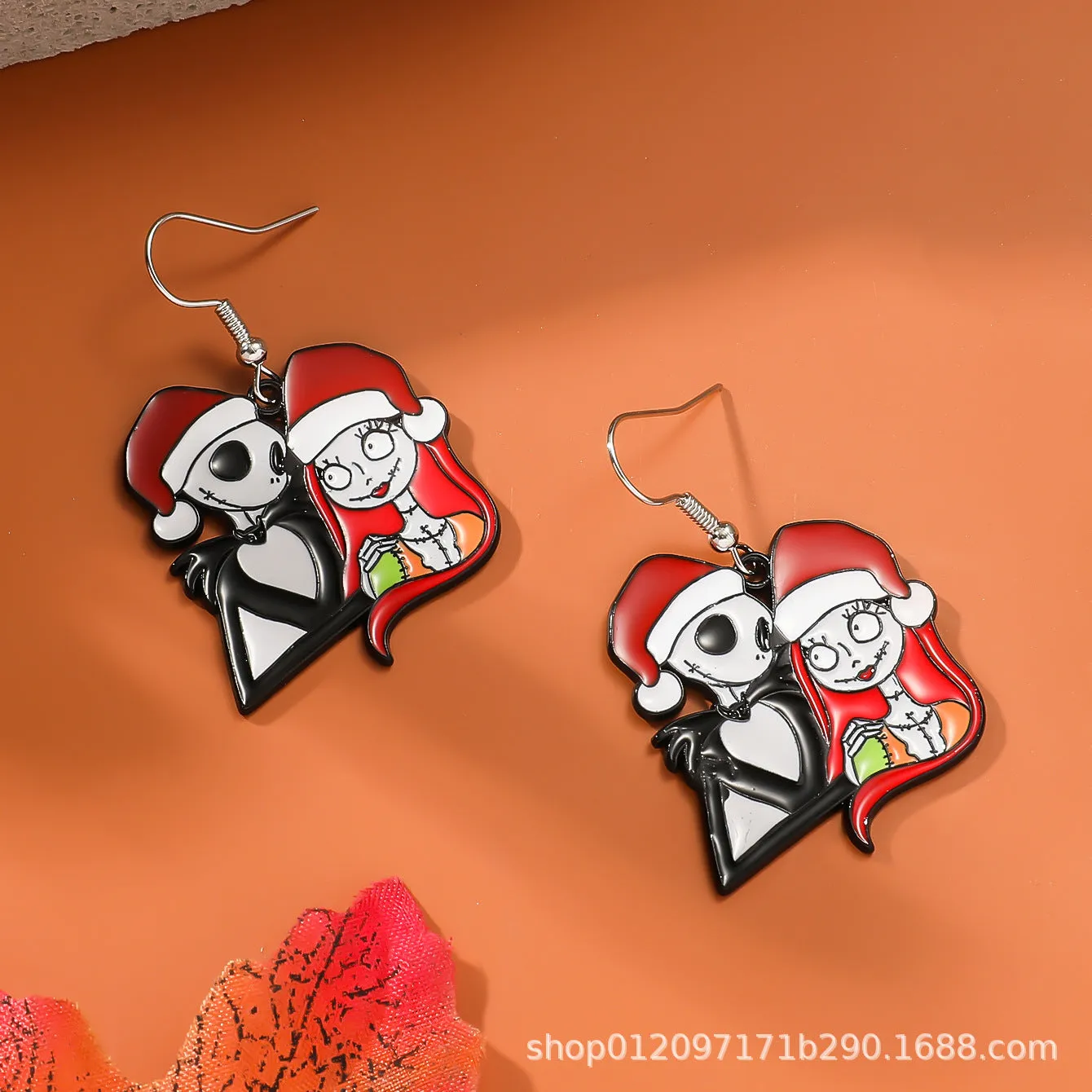 Wholesale Zinc Alloy Cartoon Creative Skull Horror Character Earrings for Halloween
