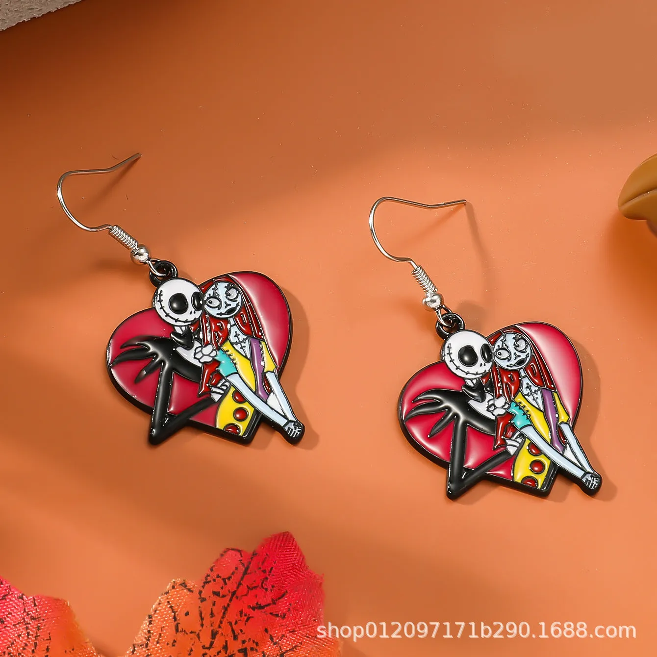 Wholesale Zinc Alloy Cartoon Creative Skull Horror Character Earrings for Halloween