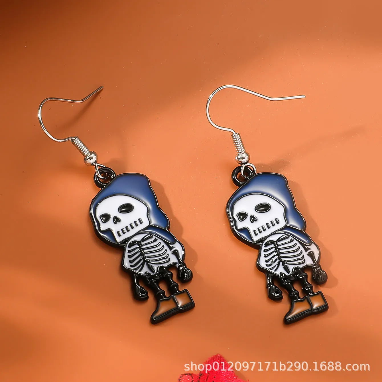 Wholesale Zinc Alloy Cartoon Creative Skull Horror Character Earrings for Halloween