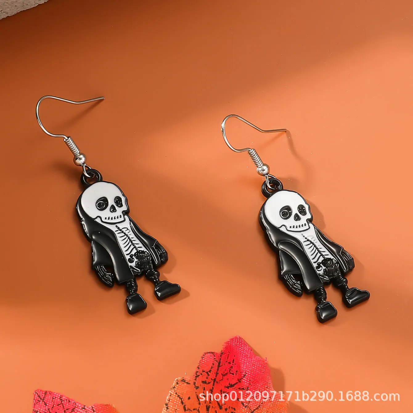 Wholesale Zinc Alloy Cartoon Creative Skull Horror Character Earrings for Halloween