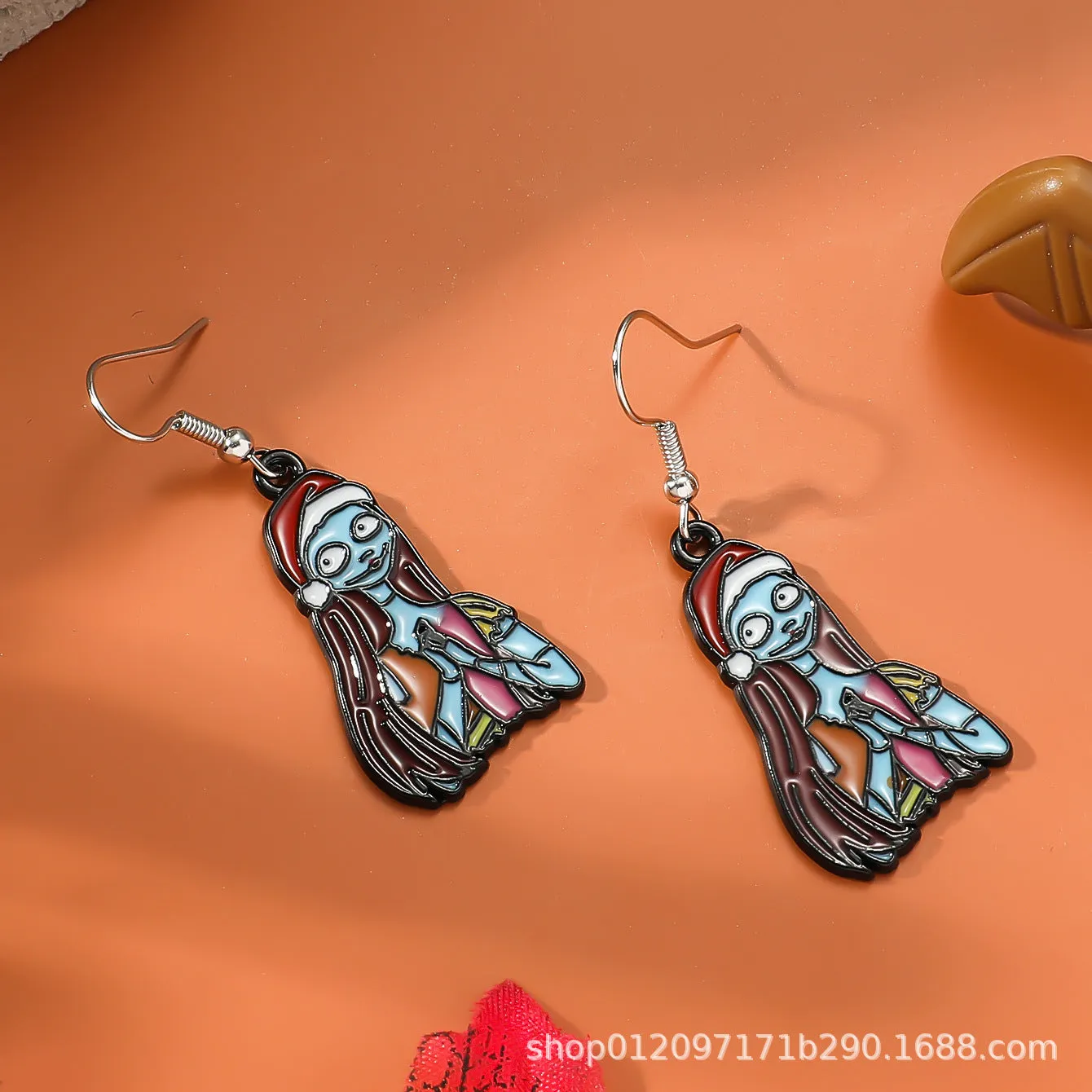 Wholesale Zinc Alloy Cartoon Creative Skull Horror Character Earrings for Halloween