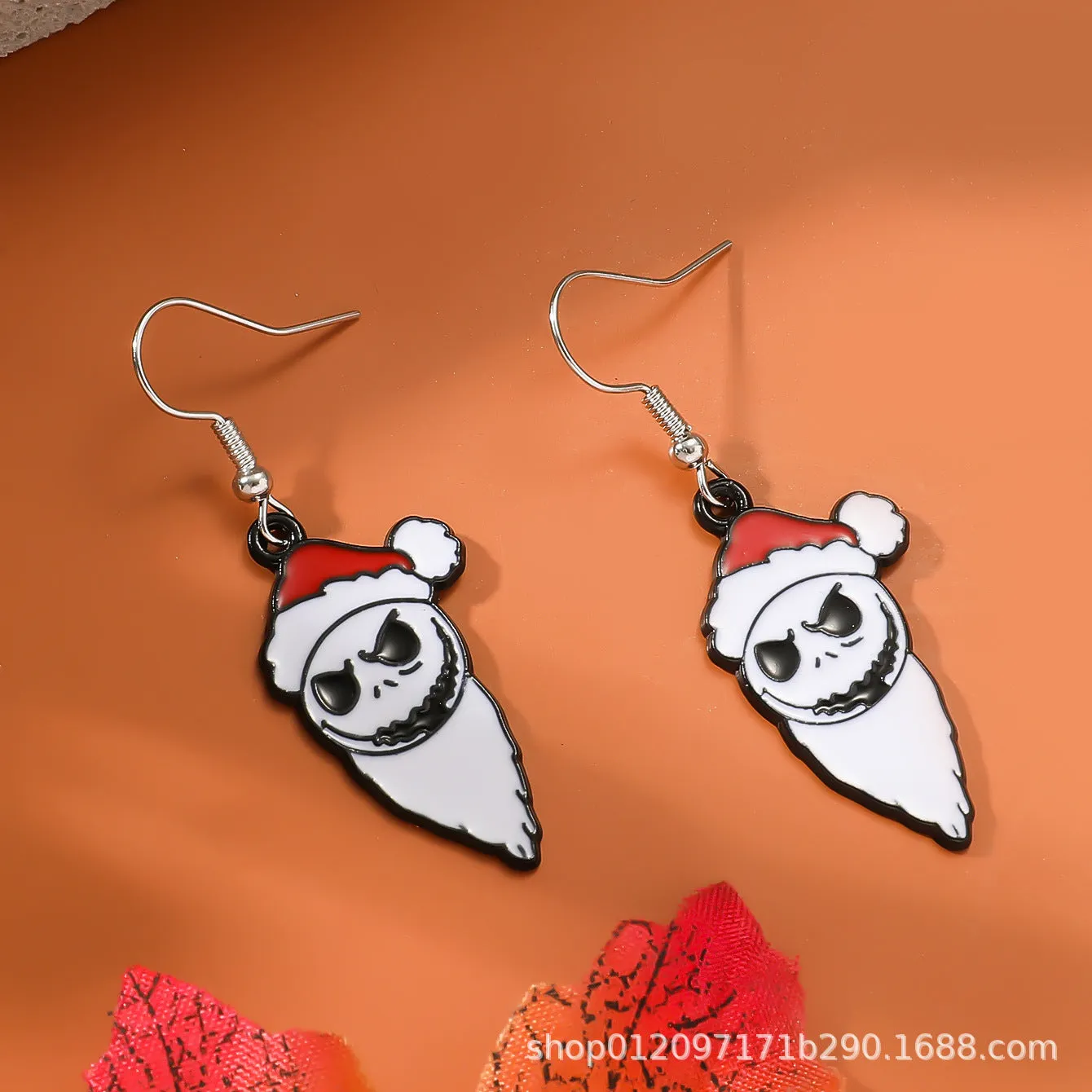 Wholesale Zinc Alloy Cartoon Creative Skull Horror Character Earrings for Halloween