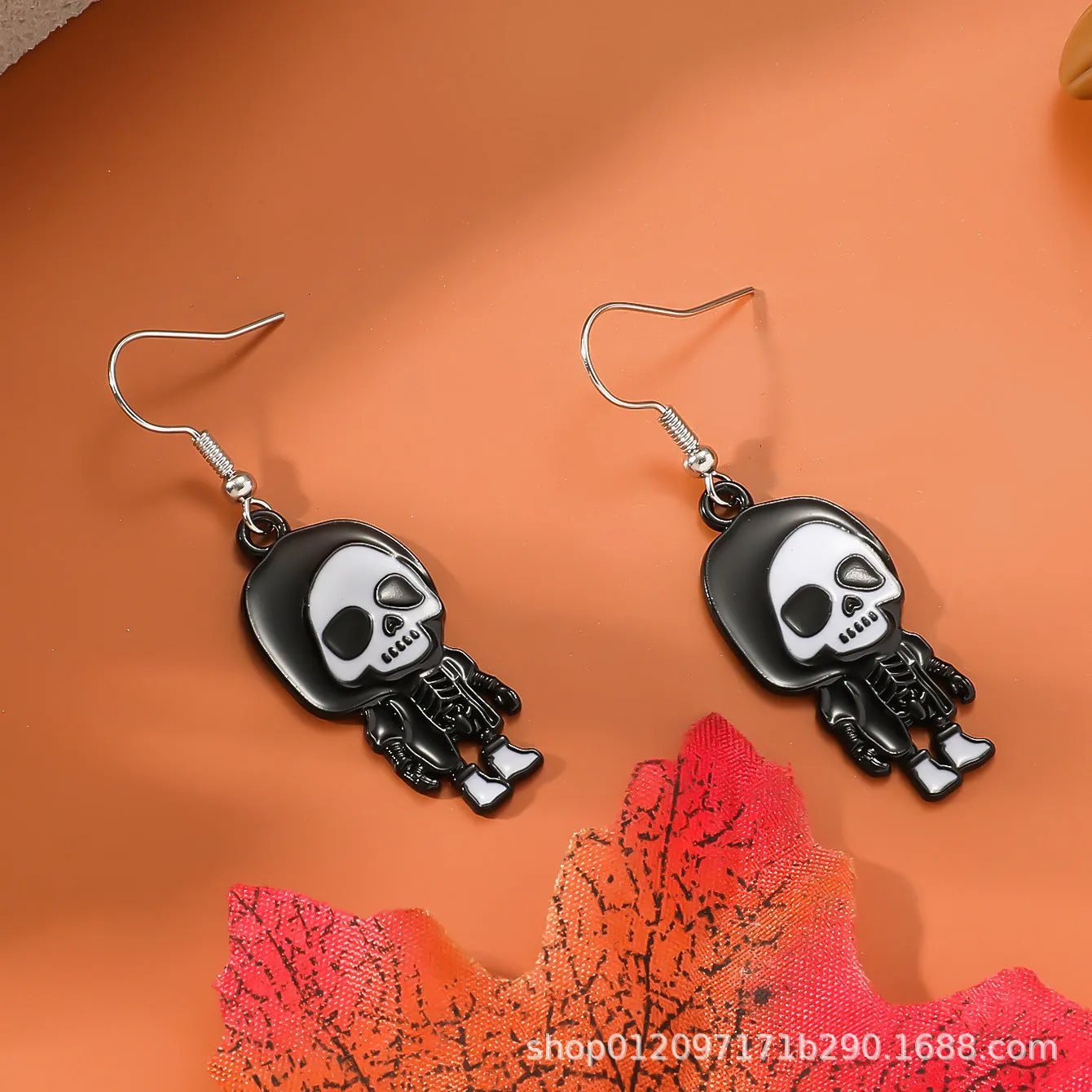 Wholesale Zinc Alloy Cartoon Creative Skull Horror Character Earrings for Halloween